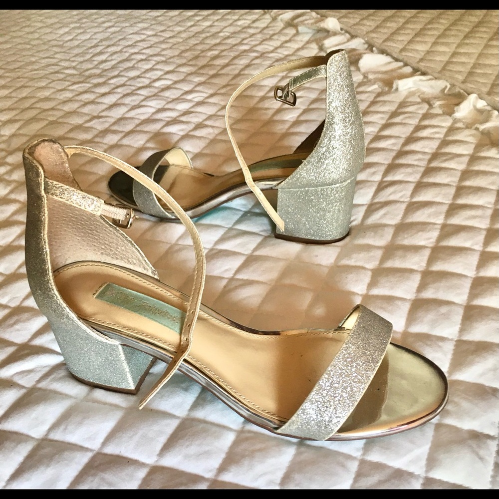 Betsy Johnson silver sparkly heels